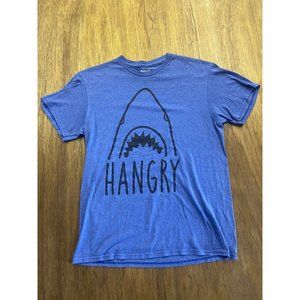 Hangry Shark Graphic Tee Blue Men's Crew Neck Perrin New Agenda Medium